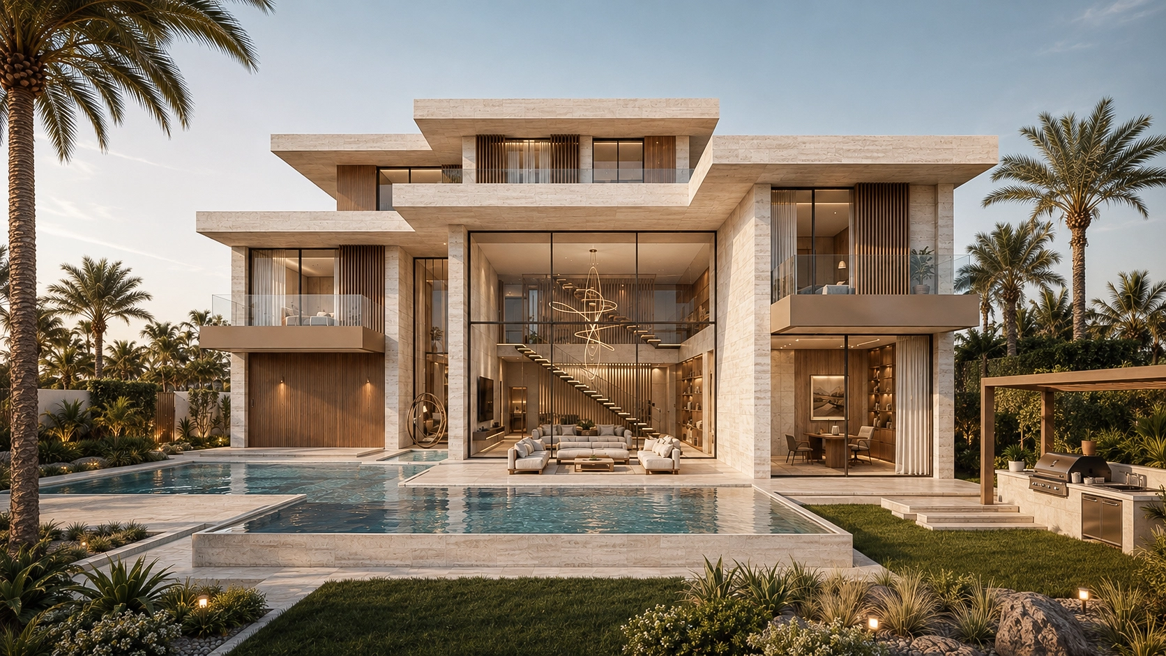 Imagen frontal de villa de lujo en Dubai