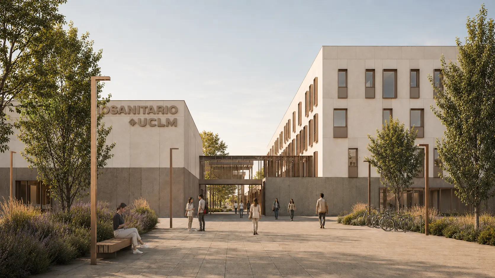 Vista exterior del proyecto Campus Biosanitario UCLM (Universidad Castilla La Mancha)